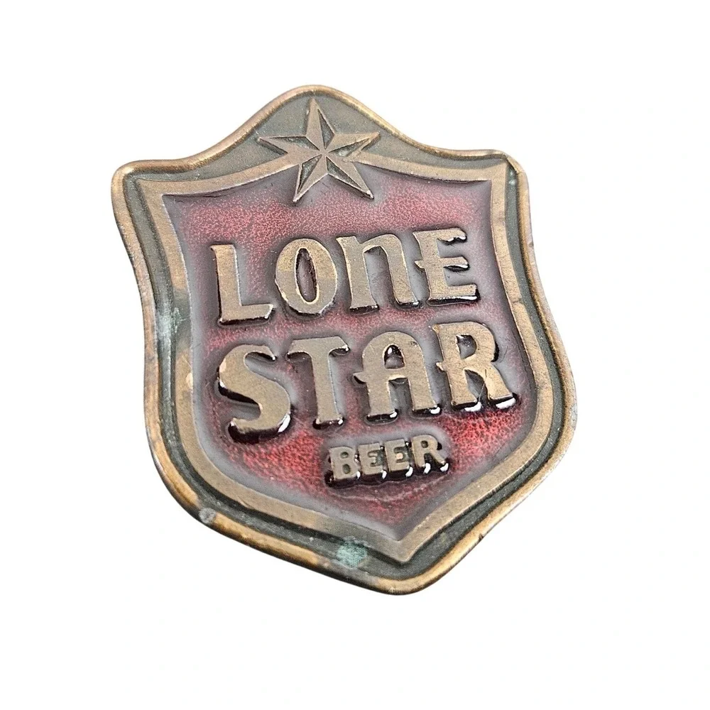 Vintage‎ Lone Star Beer Belt Buckle Red Kolcaco Texas Breweriana Americana 80s